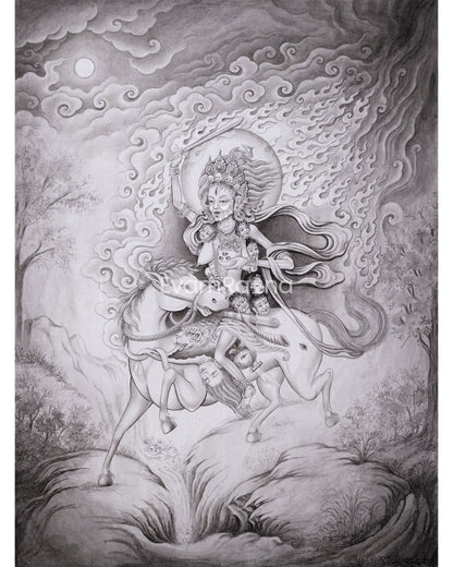 Divine Protector: Palden Lhamo Thangka Print | Mahakala Thangka Artwork | Spiritual Guidance Print