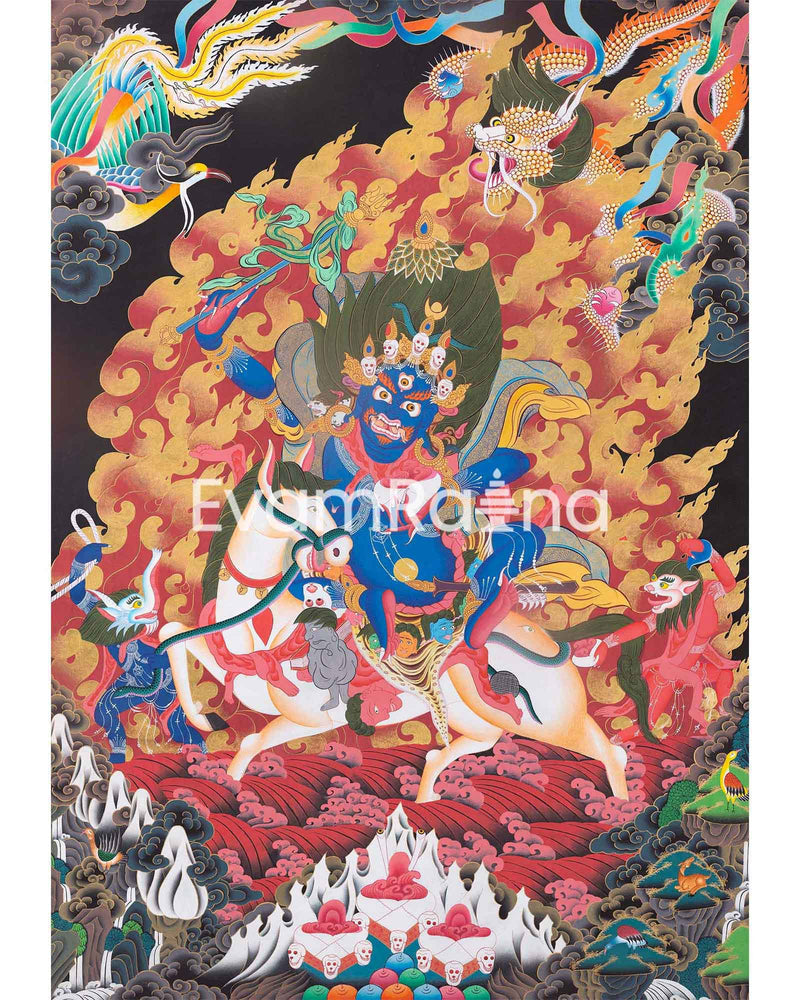 Palden Lhamo Original Hand-Painted Buddhist Thangka 