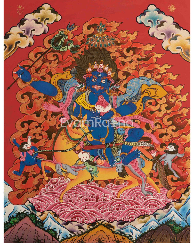 Original Hand-Painted Palden Lhamo Thangka | Feminist Deity Vajrayana Travel Thangka For Practitioner |