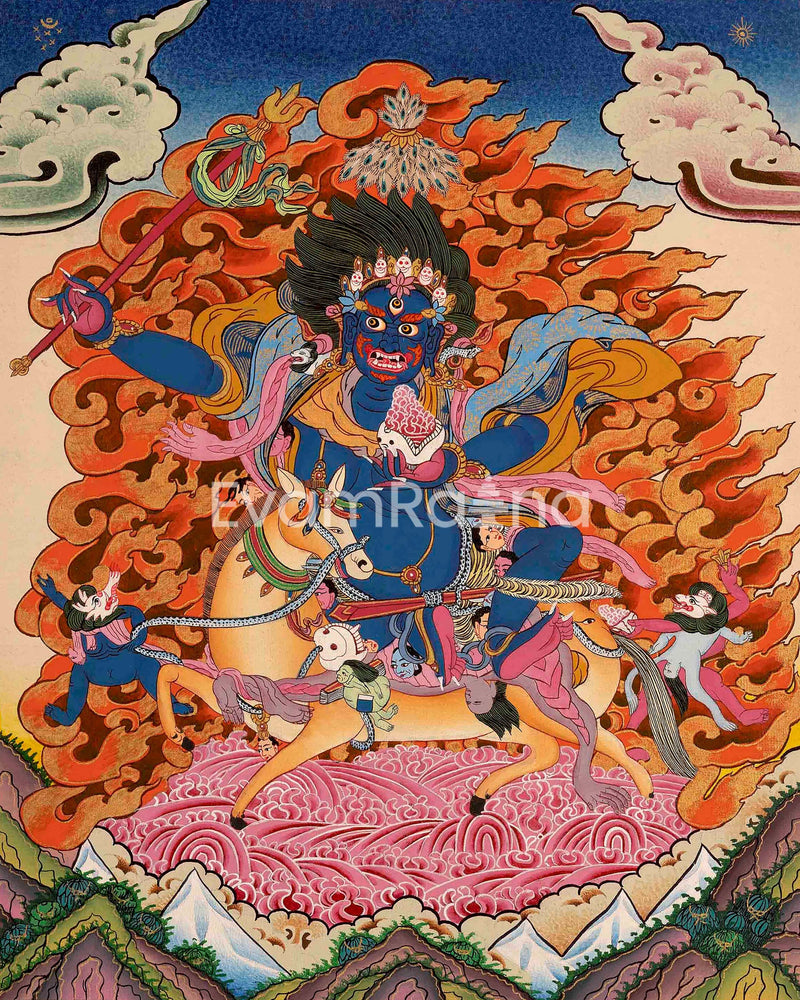 Original Hand-Painted Palden Lhamo Thangka | Feminist Deity Vajrayana Travel Thangka For Practitioner |