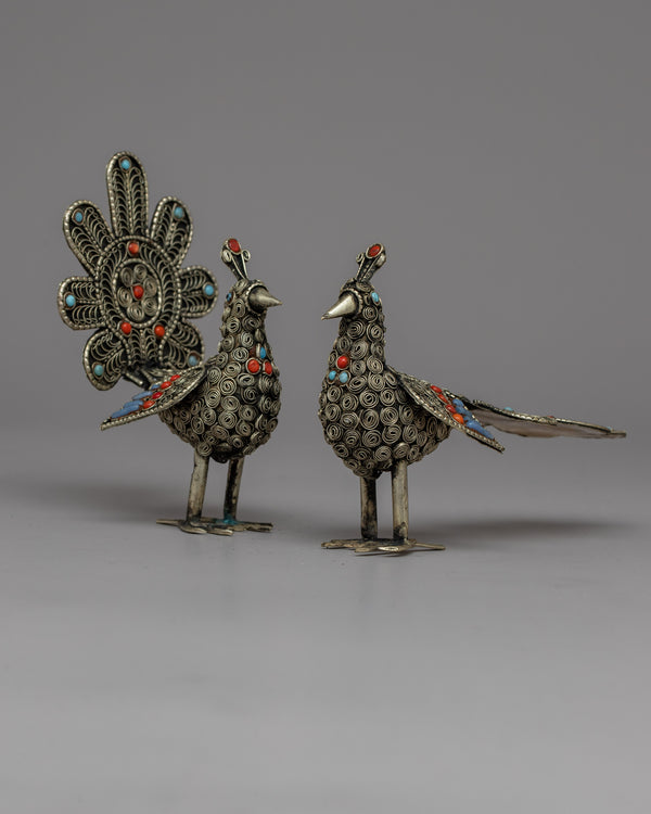 Peacock Couple Statue