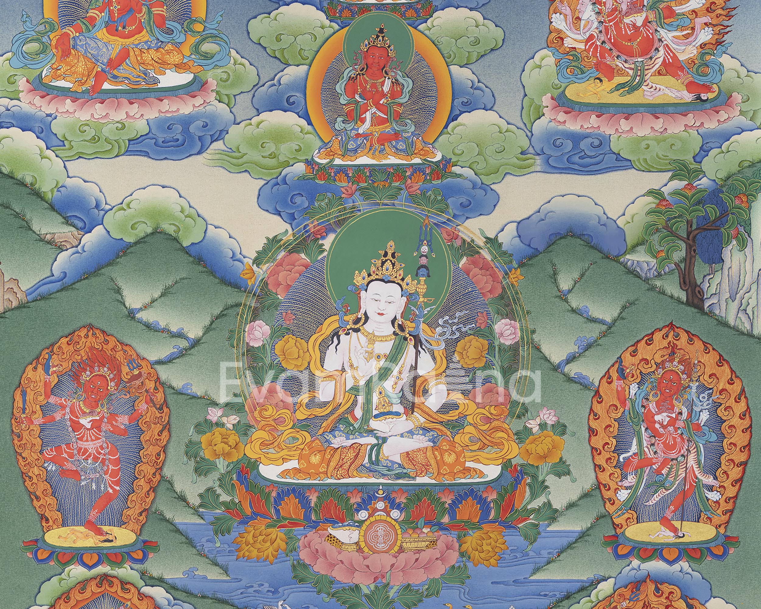Traditional Pema Gyalpo Print | Guru Rinpoche's Manifestation Art | Buddhist Decor