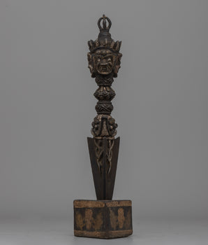 Handcrafted Iron Phurba with Silver Inlay 