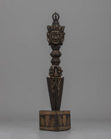 Handcrafted Iron Phurba with Silver Inlay 