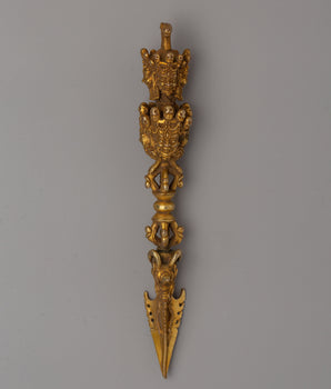 Gold-Plated Tibetan Phurba Dagger
