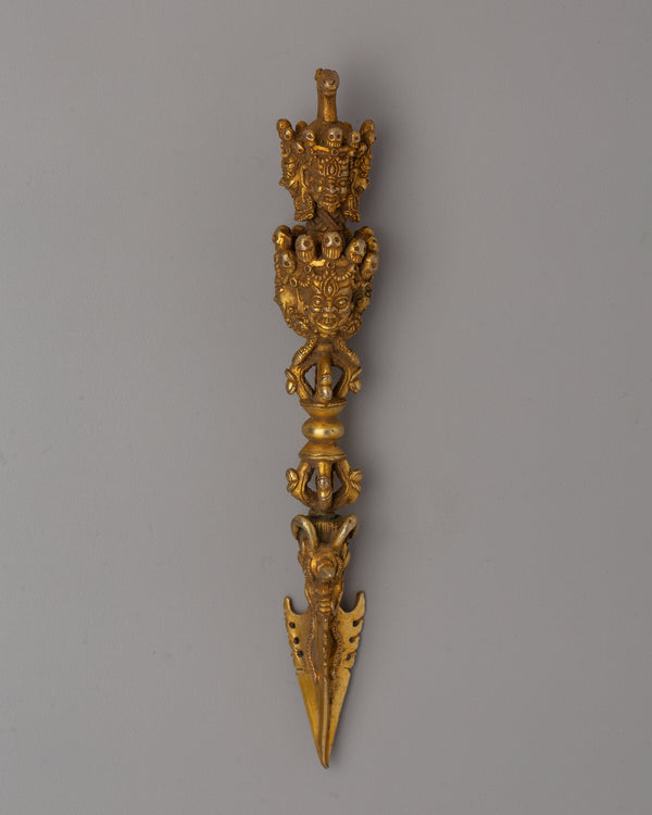 Gold-Plated Tibetan Phurba Dagger