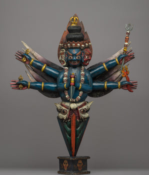 Hand-Carved Wooden Phurba | Sacred Tibetan Buddhist Artifact