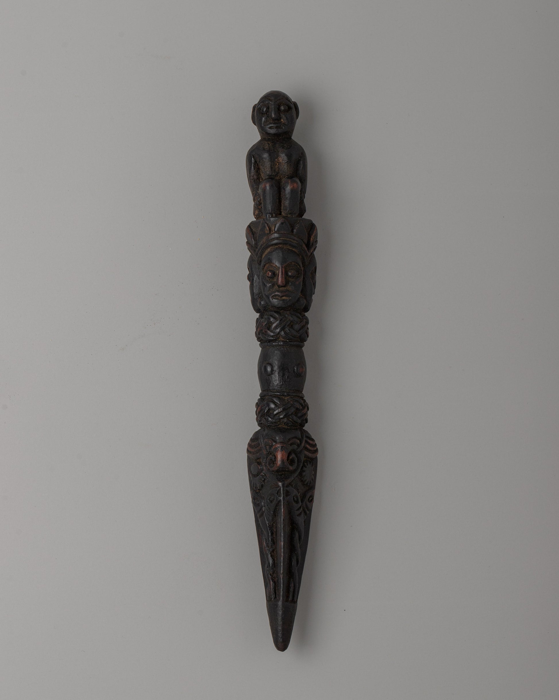 Hand-Carved Wooden Dorje Phurba