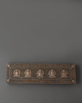 Prayer Book Cover with five Dhyani Buddhas 