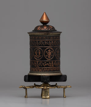 Copper, Brass & Wood Prayer Wheel for Blessings