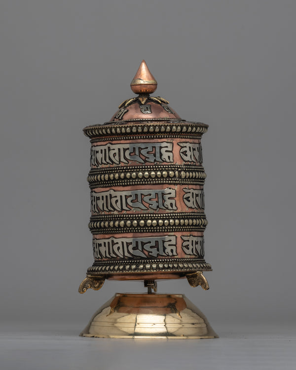 Traditional Tabletop Tibetan Prayer Wheel