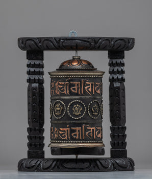 Sacred Buddhist Wooden Base Prayer Wheel