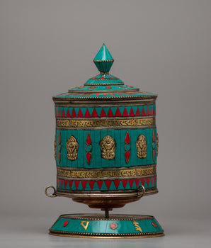 Turquoise Buddhist Prayer Wheel