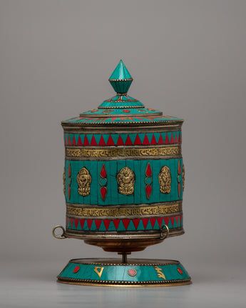 Turquoise Buddhist Prayer Wheel