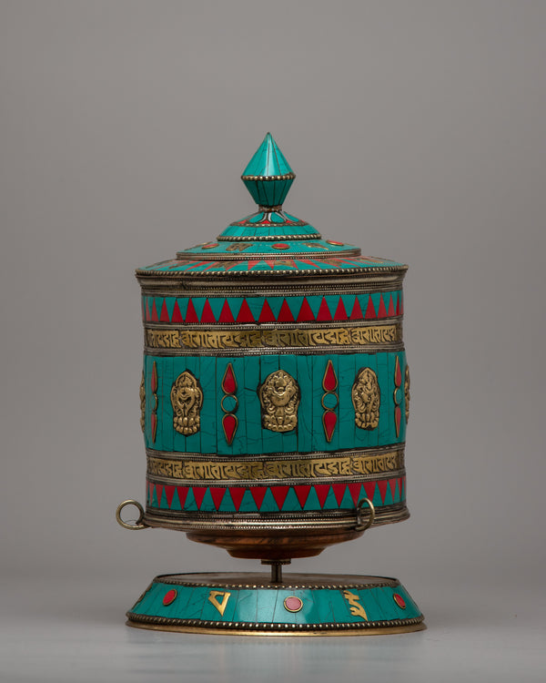 Turquoise Buddhist Prayer Wheel