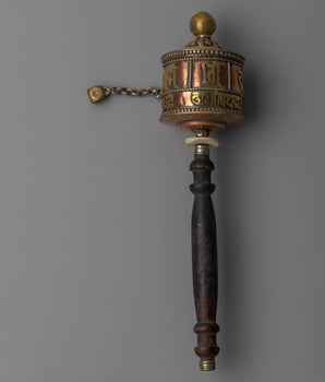 Tibetan Wood Handle Prayer Wheel 