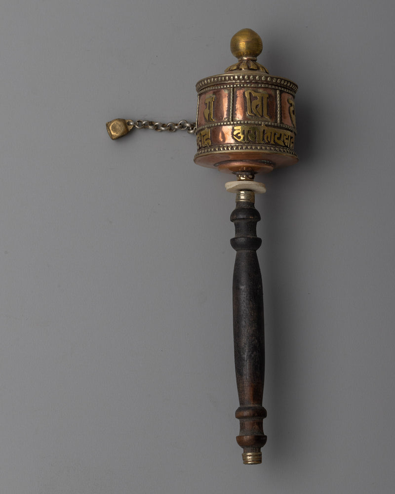 Tibetan Wood Handle Prayer Wheel 