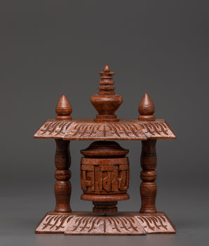 wood carving prayer wheel