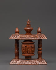 wood carving prayer wheel