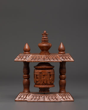 wood carving prayer wheel