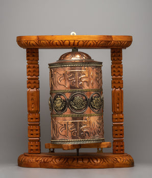 Traditional Wooden Frame Prayer Wheel