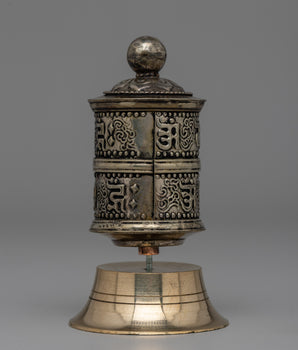 Intricate Tibetan Prayer Wheel for Meditation & Blessings