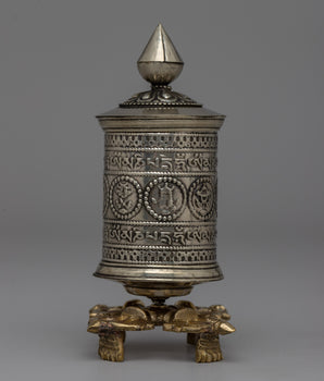 Om Mani Padme Hum Prayer Wheel with Brass Base