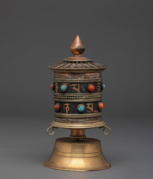 Sacred Prayer Wheel with Gemstones 