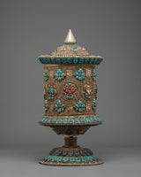 Prayer Wheel With 8 Auspicious Symbols