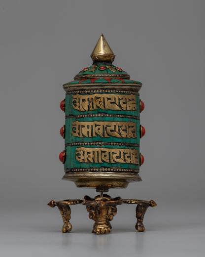 Buddhist Coral Prayer Wheel