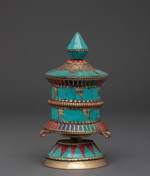 Turquoise Stone Mantra Prayer Wheel