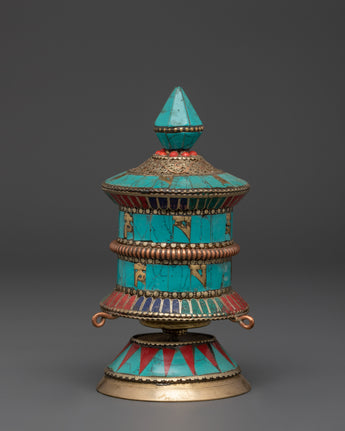 Turquoise Stone Mantra Prayer Wheel