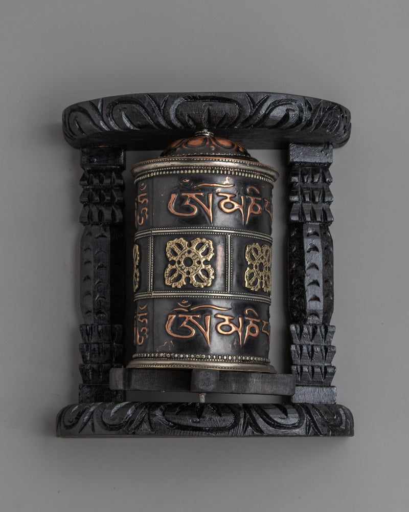 Wooden Prayer Wheel | Boho Meditation Decor