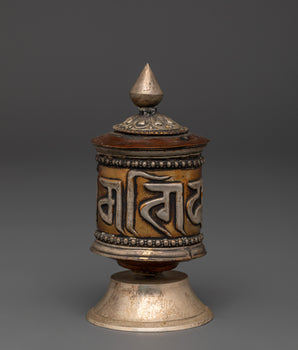Handcrafted Brass Prayer Wheel | Tibetan Buddhist Mantra Wheel for Mindfulness