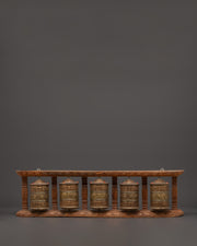 Set of 5 Handcrafted Brass Tibetan Prayer Wheels