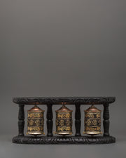 Triple Tibetan Prayer Wheel Set