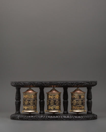 Triple Tibetan Prayer Wheel Set