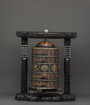 carved-with-wooden-frame-prayer-wheel