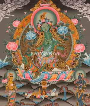 Green Tara Thangka Painting