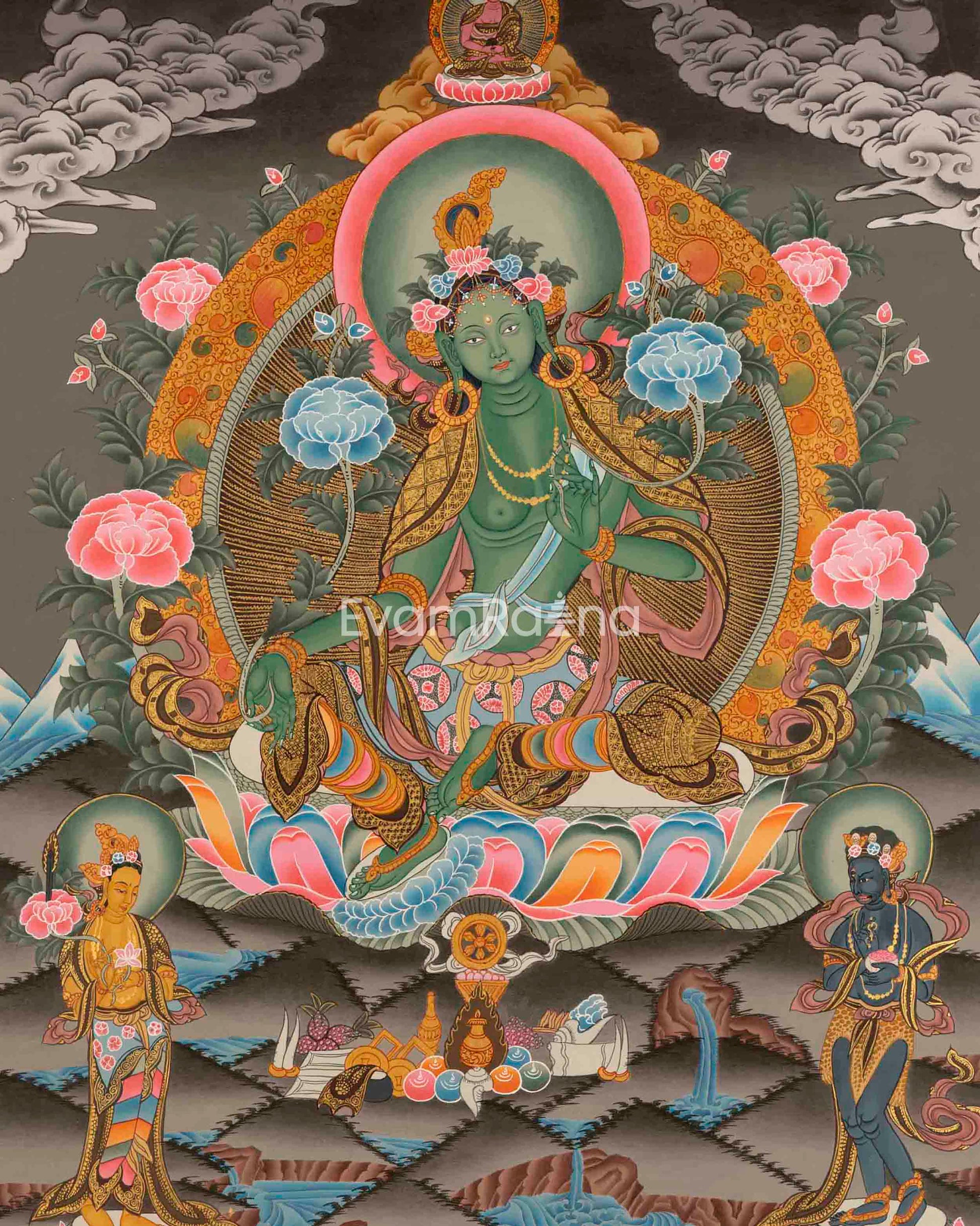 Green Tara Thangka Painting