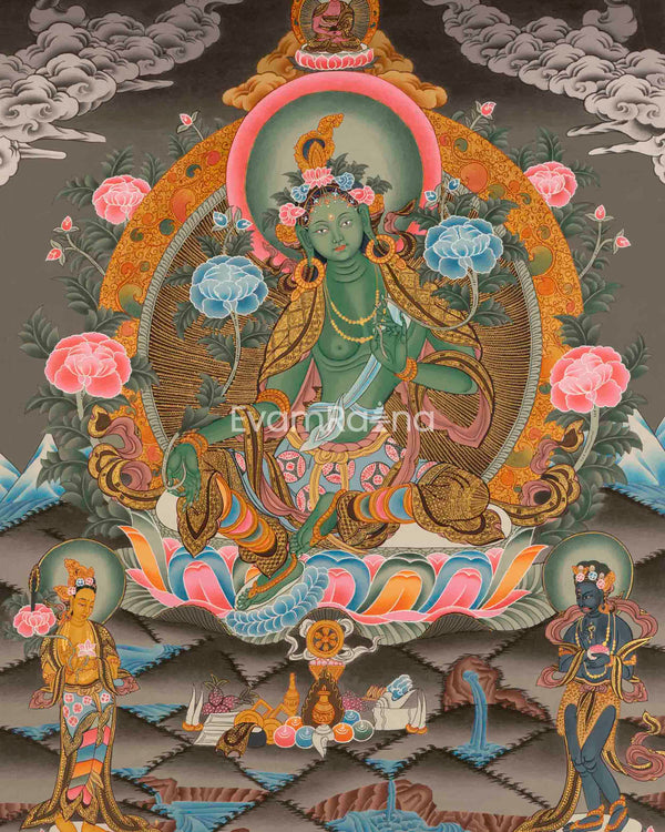 Green Tara Thangka Painting