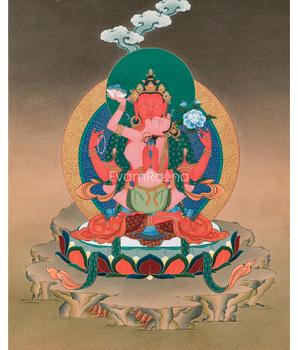 Red Chenrezig Canvas Print | Tantric Form of Compassion
