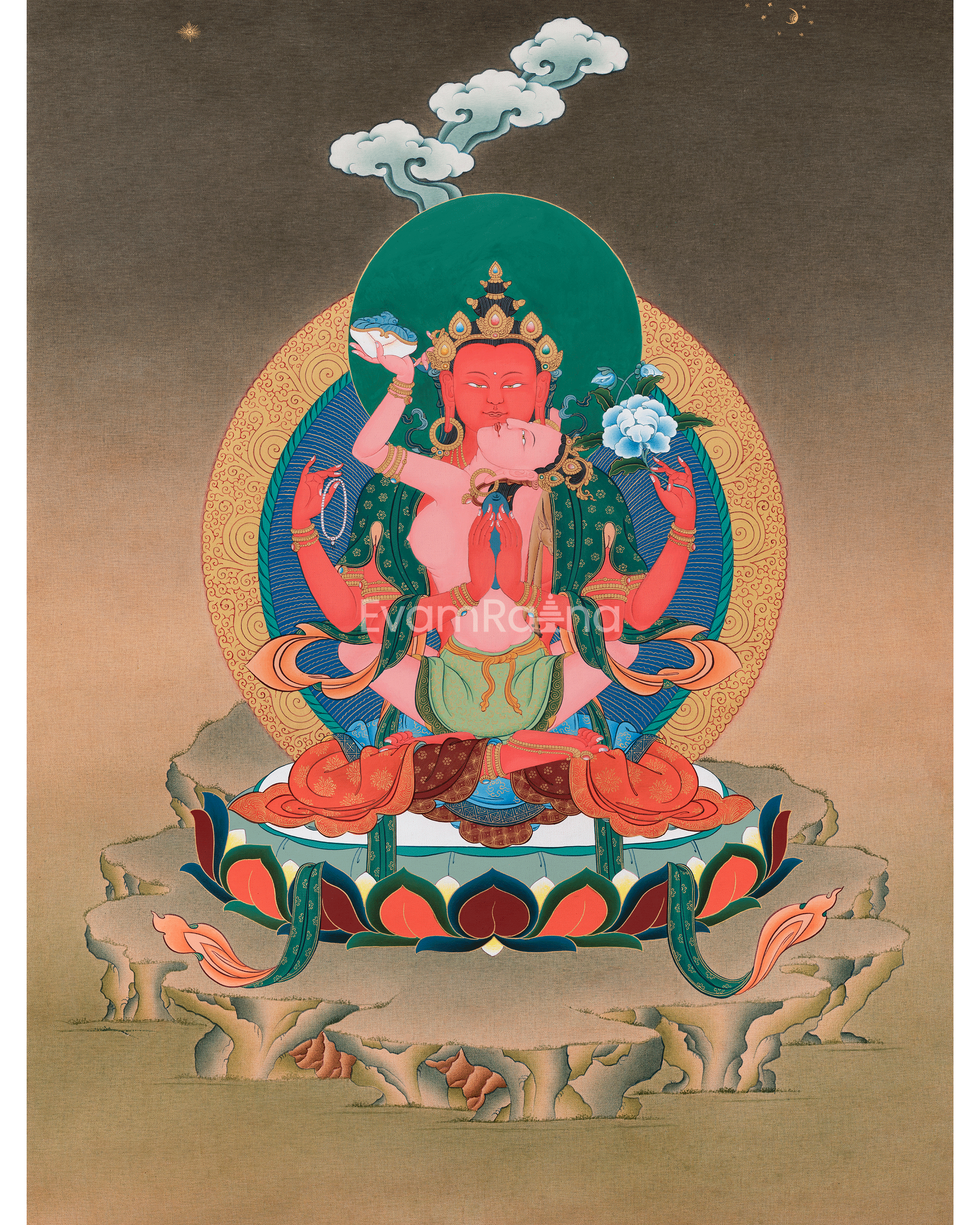 Red Chenrezig Canvas Print | Tantric Form of Compassion