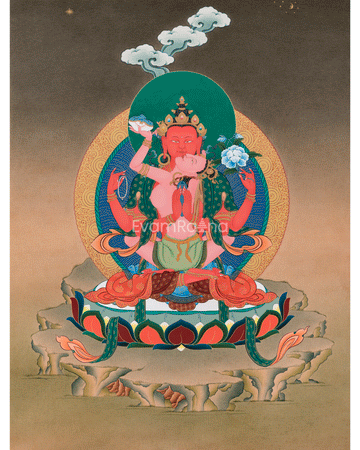 Red Chenrezig Canvas Print | Tantric Form of Compassion
