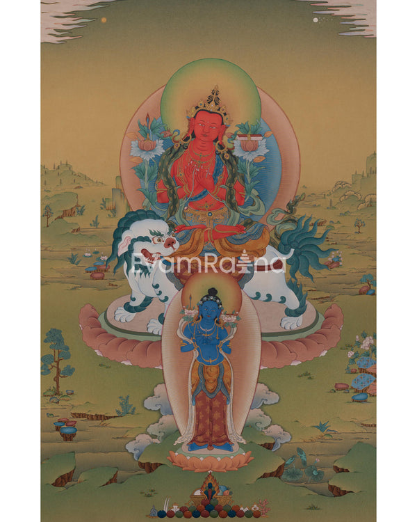 Red Manjushri Thangka 