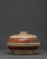 Authentic Buddhist Wood Rice Pot | Ritual Offering