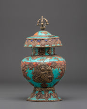 Copper Rice Pot with Turquoise and Coral Inlay | Symbol of Abundance and Prosperity