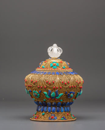 Gold Plated Rice Pot for Ritual Altar