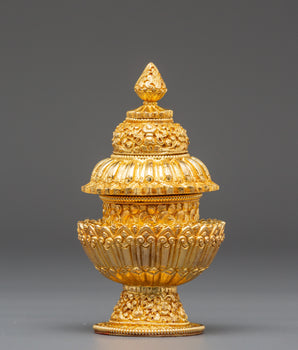 Ceremonial Rice Pot | Tibetan Buddhist Offering Vessel for Ritual