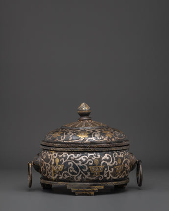 Rice Carry Pot with Silver Inlaid 